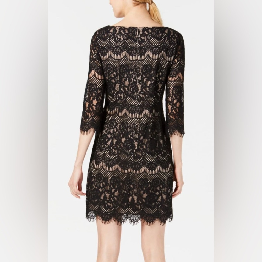 Jessica Howard Women’s Black Lace 3/4 Sleeve Jewel Neck Sheath Dress! Size 10. - Picture 3 of 16